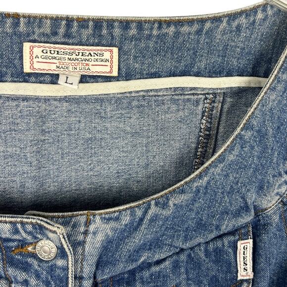 Guess Y2K Acid Wash Denim Bodycon Short Sleeve Mini Dress L - Picture 5 of 5